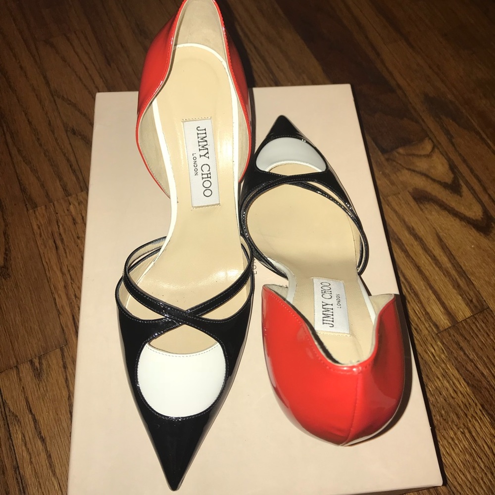 Black, white & red Jimmy Choo Pumps